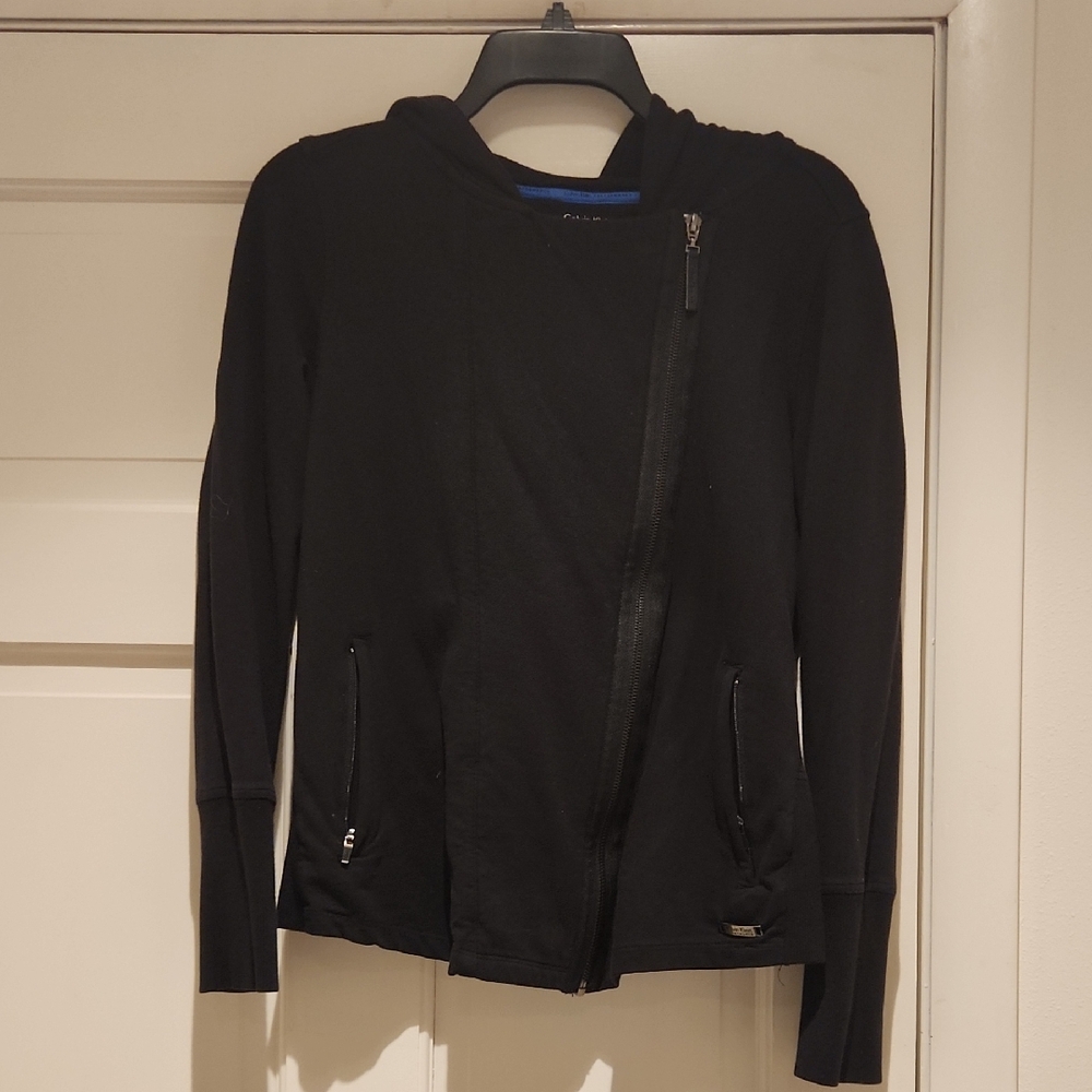 Calvin Klein Performance Black Asymmetrical Zip Bomber Hoodie Women's M